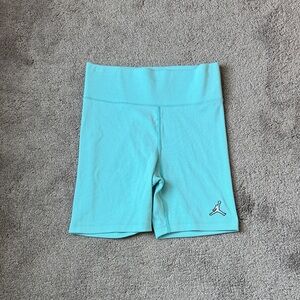 Jordan Aqua Blue/Green Ribbed Tight Fit Biker Shorts SIZE S